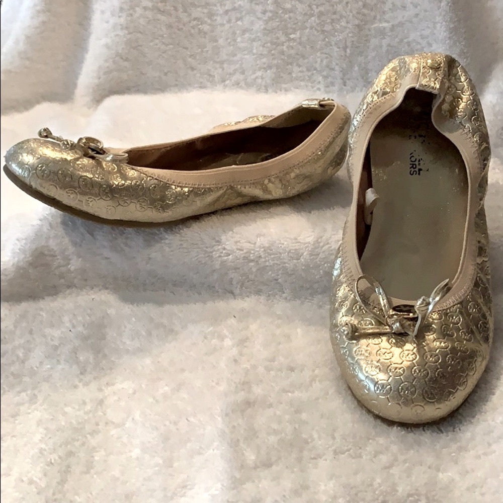 EUC Girls Size 3 Gold Michael Kors Ballet Flats